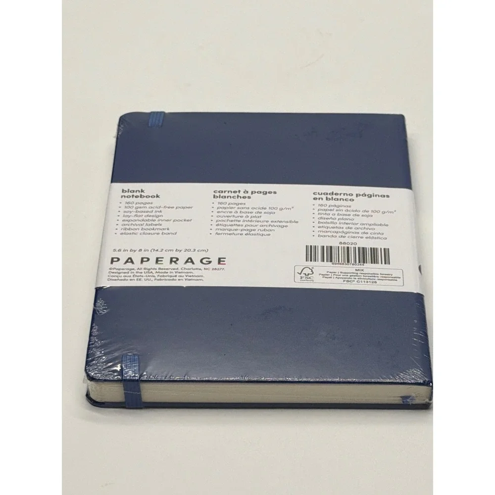 Paperage Blank Notebook Navy Blue Hardcover Journal 160 Pages 5.6x8 100gsm
